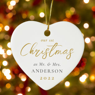 Eerste Kerstfeest gehuwd als de heer Mrs Wedding F Keramisch Ornament