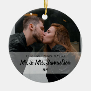 Eerste Kerstfeest Gehuwd als Mr. en mevrouw PHOTO Keramisch Ornament