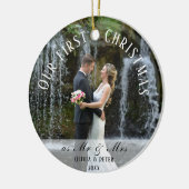 Eerste Kerstfeest Gehuwd als Mr. & Mrs. Keramisch Ornament (Links)