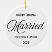 Eerste kerstfeest Gehuwde versiering Keramisch Ornament (Achterkant)