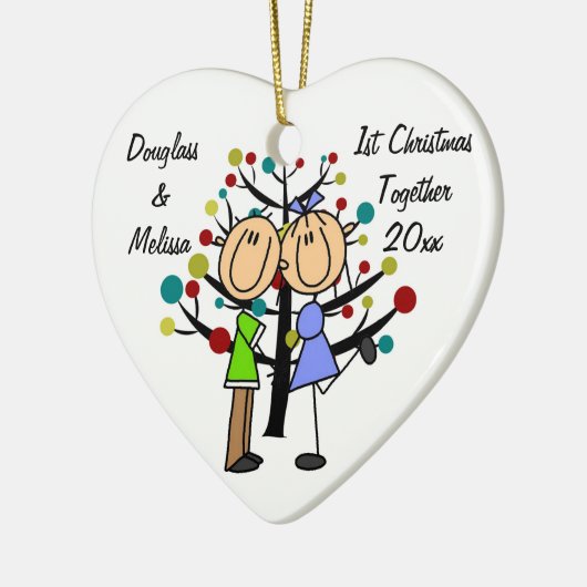 Eerste Kerstfeest in combinatie met hartversiering Keramisch Ornament (Links)