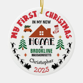 Eerste kerstfeest in mijn nieuwe huis Aangepaste n Keramisch Ornament