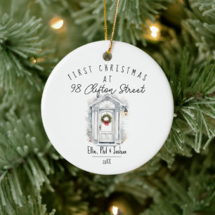 eerste kerstfeest in nieuw thuis kerst aquarel keramisch ornament