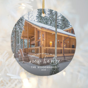 Eerste kerstfeest in nieuwe woning aangepaste foto keramisch ornament