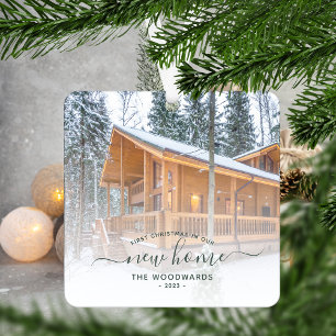 Eerste kerstfeest in nieuwe woning aangepaste foto metalen ornament