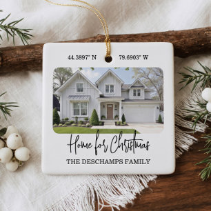 Eerste kerstfeest in ons nieuwe huis Foto minimaal Keramisch Ornament