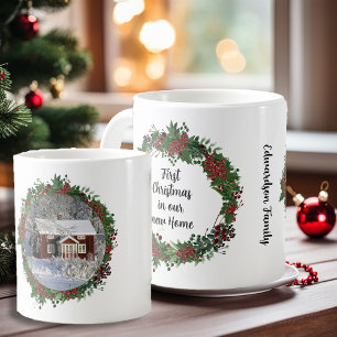 Eerste kerstfeest in ons nieuwe thuis foto familie koffiemok