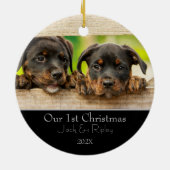 Eerste Kerstfeest Keramisch Ornament (Achterkant)