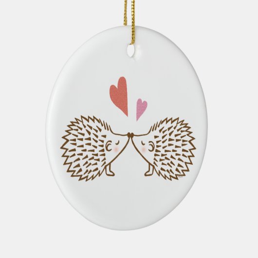 Eerste kerstfeest met aangepaste egel-versiering keramisch ornament (Rechts)