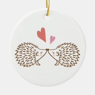 Eerste kerstfeest met aangepaste egel-versiering keramisch ornament