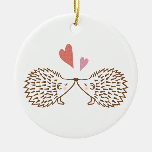 Eerste kerstfeest met aangepaste egel-versiering keramisch ornament (Voorkant)