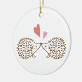 Eerste kerstfeest met aangepaste egel-versiering keramisch ornament (Links)