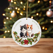 Eerste kerstfeest met mijn katten Bloemenschilderi Keramisch Ornament