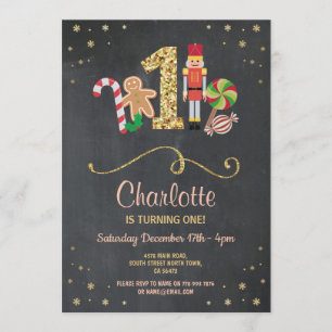 Eerste Kerstfeest op 1 verjaardag Feestdagen Chalk Kaart