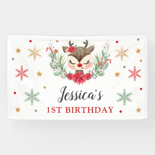 Eerste Kerstfeest op de eerste verjaardag van de w Spandoek (Horizontaal)