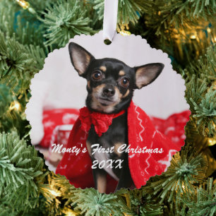 Eerste kerstfeest ornament kaart
