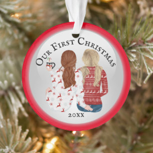 Eerste Kerstfeest PHOTO romantisch rood Ornament