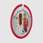 Eerste kerstfeest PHOTO romantisch rood Ornament (voorkant)