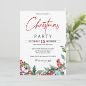 Eerste kerstfeest Rode kardinale uitnodiging (Staand voorkant)