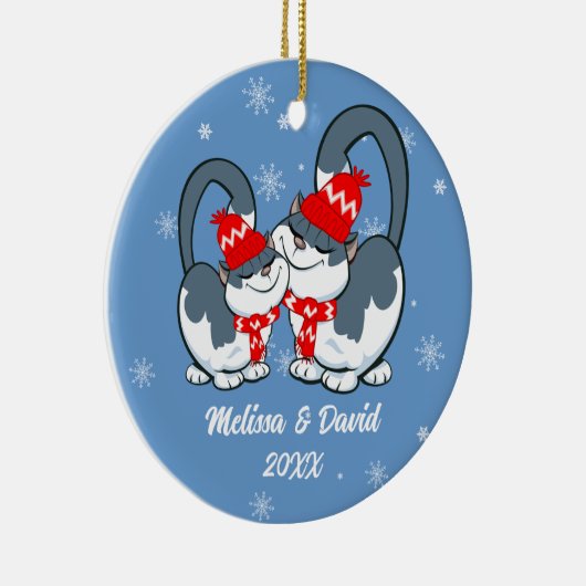 Eerste Kerstfeest samen.Aangepaste kerstversiering Keramisch Ornament (Rechts)