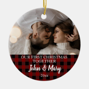 Eerste Kerstfeest samen Fotopleister Keramisch Ornament