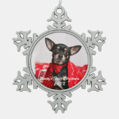 Eerste kerstfeest tin sneeuwvlok ornament (Voorkant)