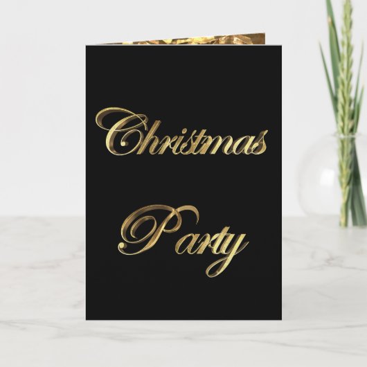 Eerste kerstfeest Uitnodiging Elegant Black en Gol (Voorkant)