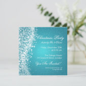 Eerste kerstfeest Uitnodiging Elegant Sparkle Blue (Staand voorkant)
