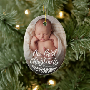 Eerste kerstfeest van de baby, aangepaste foto keramisch ornament