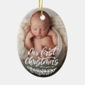 Eerste kerstfeest van de baby, aangepaste foto  keramisch ornament (Achterkant)