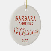 Eerste kerstfeest van de baby, aangepaste naam keramisch ornament (Rechts)