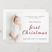 Eerste kerstfeest van de baby eenvoudig 1 foto gro feestdagenkaart (Voorkant / Achterkant)
