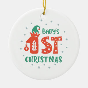 Eerste kerstfeest van de baby keramisch ornament
