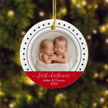 Eerste kerstfeest van de baby Zwart, Wit en Rode S