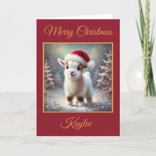 Eerste kerstfeest van een babygeit feestdagen kaart