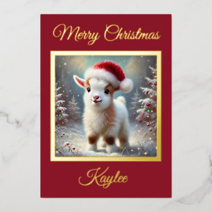 Eerste kerstfeest van een babygeit folie feestdagenkaart