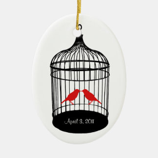 Eerste kerstfeest van liefdesvogel Together Orname Keramisch Ornament