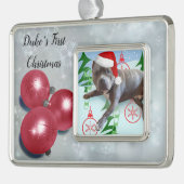 Eerste kerstfeest verzilverd kader ornament (Links)