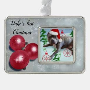Eerste kerstfeest verzilverd kader ornament