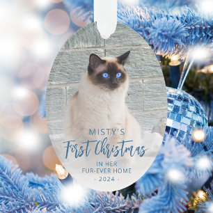 Eerste kerstfeest voor altijd thuis huisdier foto  ornament
