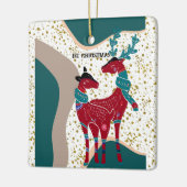 Eerste kerstfeestdag Beer Gold Hail Boho Art Keramisch Ornament (Links)