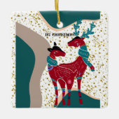 Eerste kerstfeestdag Beer Gold Hail Boho Art Keramisch Ornament (Voorkant)