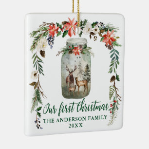 Eerste kerstfeestdag Green PHOTO terug Keramisch Ornament