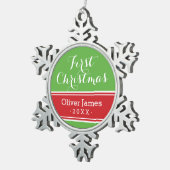 Eerste kerstfeestdag met Baby-keepaardse feestdag Tin Sneeuwvlok Ornament (Rechts)