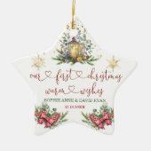 Eerste kerstfeestdag Pine Bow Lantern Weduwschap Keramisch Ornament (Voorkant)