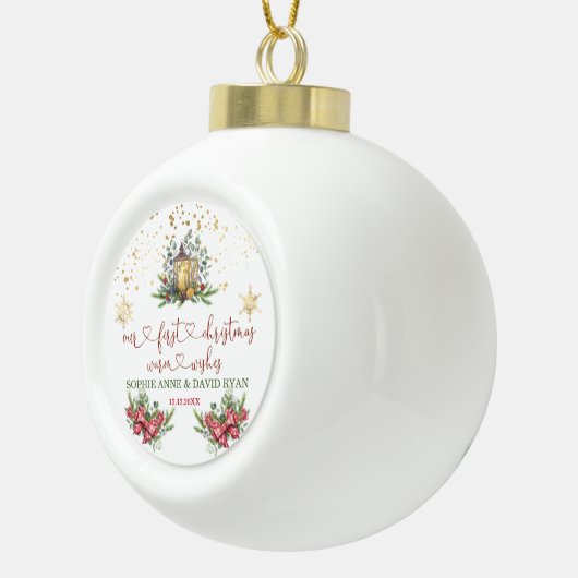 Eerste kerstfeestdag Pine Bow Lantern Weduwschap Keramische Bal Ornament (Rechts)