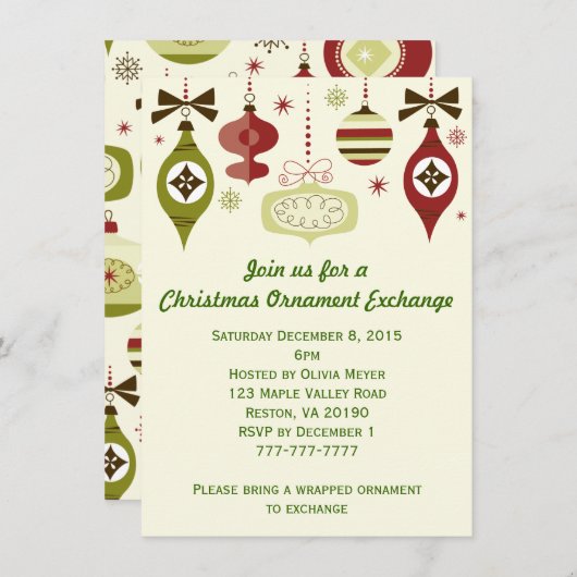 Eerste kerstfeestdag, uitnodiging tot omwisseling (Voorkant / Achterkant)