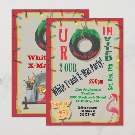 Eerste kerstfeestdagen met witte trailer kaart (Voorkant / Achterkant)