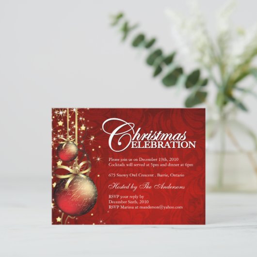 Eerste kerstfeestdagen uitnodiging briefkaart (Staand voorkant)