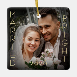 Eerste kerstfoto als getrouwd stel als aandenken  keramisch ornament